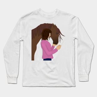 Girl with Brown Horse Long Sleeve T-Shirt